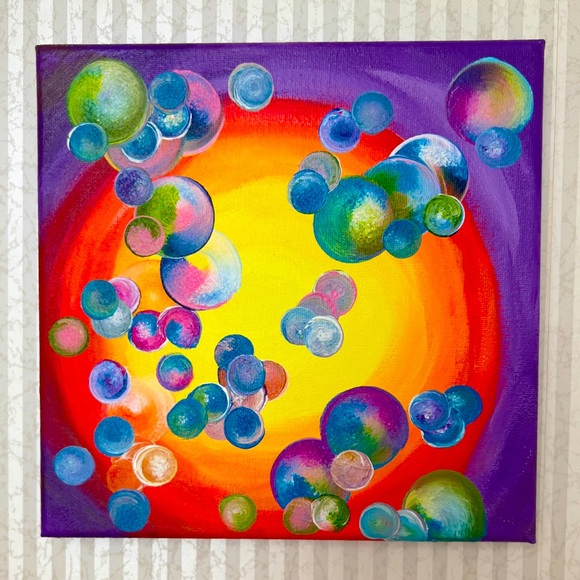 2 Acrylic Paintings. Canvas (3/4”) 8 x 8”. Shine collection. - Picture 1 of 3